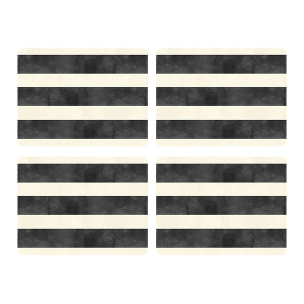 Podkładki korkowe Mono Stripe Pimpernel – czarno-białe, duże, pod talerze, 4 szt.