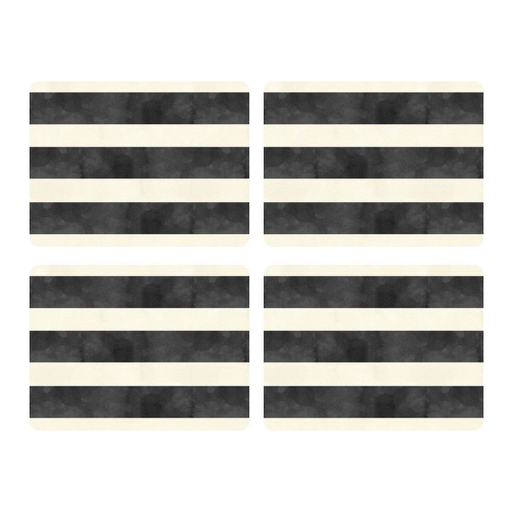 Podkładki korkowe Mono Stripe Pimpernel – czarno-białe, duże, pod talerze, 4 szt.