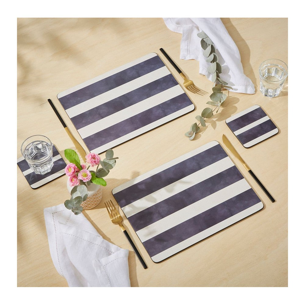 Podkładki korkowe Mono Stripe Pimpernel – czarno-białe, małe, pod kubki, 6 szt. – zdjęcie 2