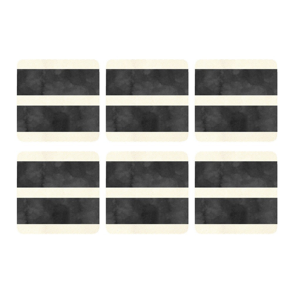 Podkładki korkowe Mono Stripe Pimpernel – czarno-białe, małe, pod kubki, 6 szt.