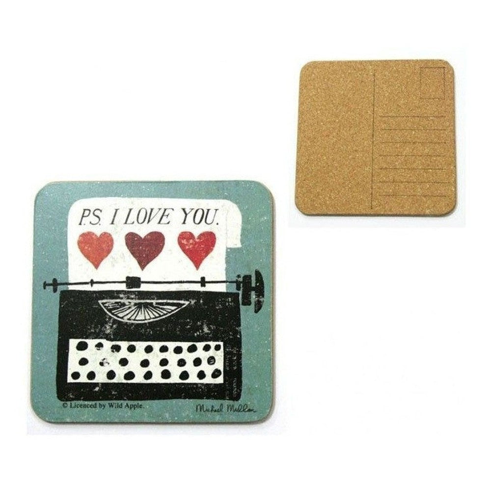 Podkładki korkowe Ps. I Love You Kitchen Craft – turkusowe, zestaw 10 szt.