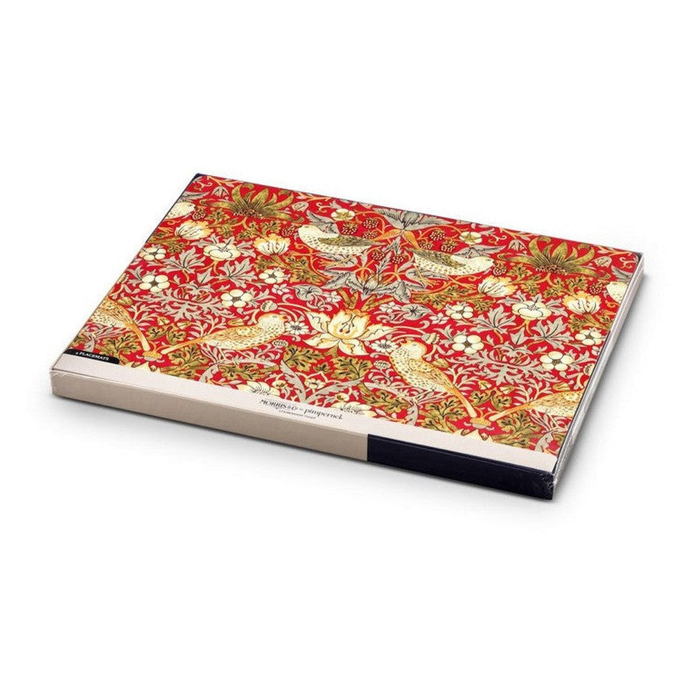 Podkładki Morris Strawberry Thief Red Pimpernel – truskawki, 6 szt., 30,5 × 23 cm