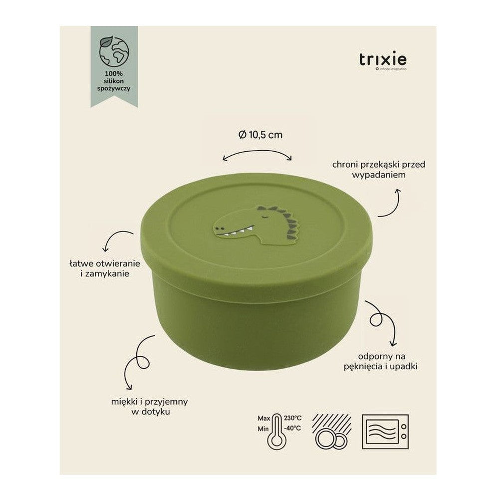 Pojemnik silikonowy z pokrywką na przekąski Dinozaur Trixie – 10,5 × 10,5 × 5,5 cm – zdjęcie 4