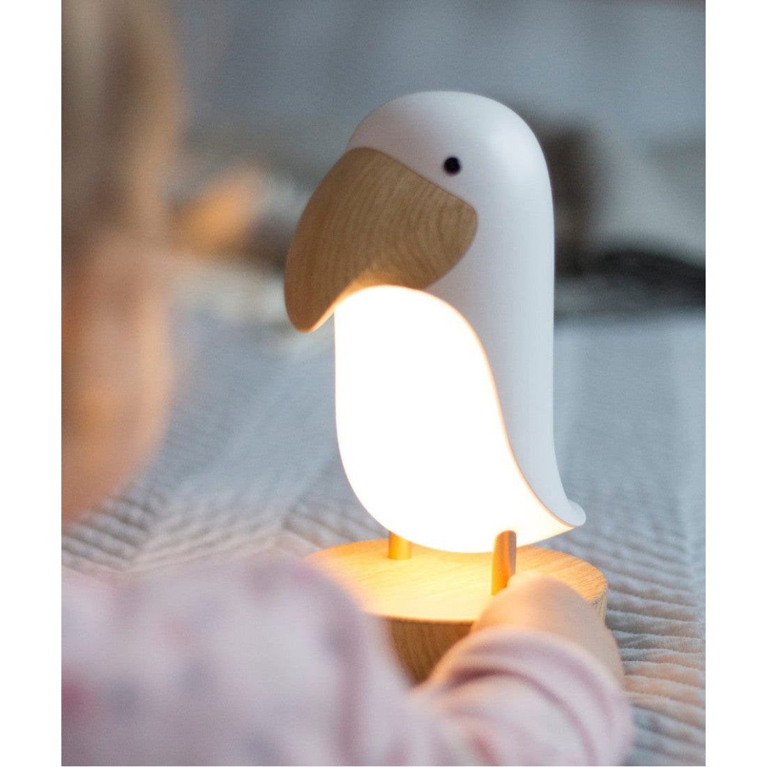 Lampka nocna Maskonur z głośnikiem Rabbit & Friends – biała – zdjęcie 3