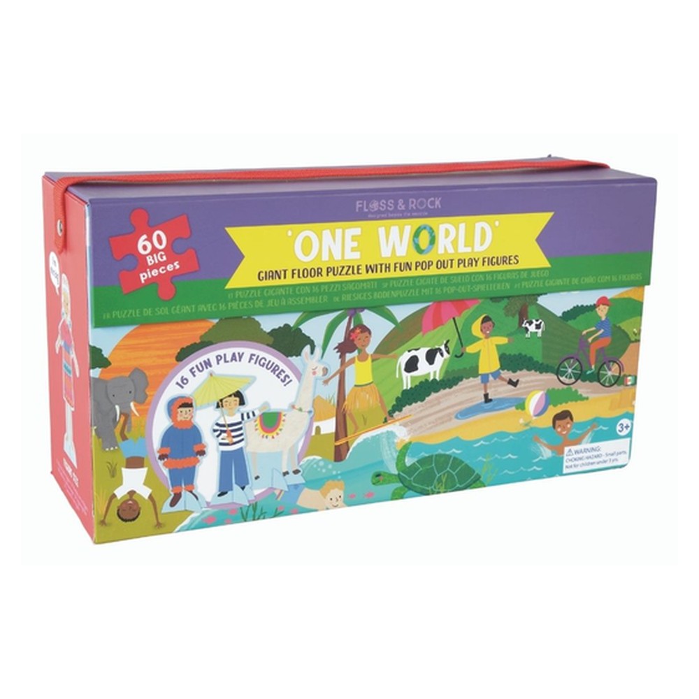 Puzzle Jeden Świat Floss & Rock – 60 elementów z 16 figurkami