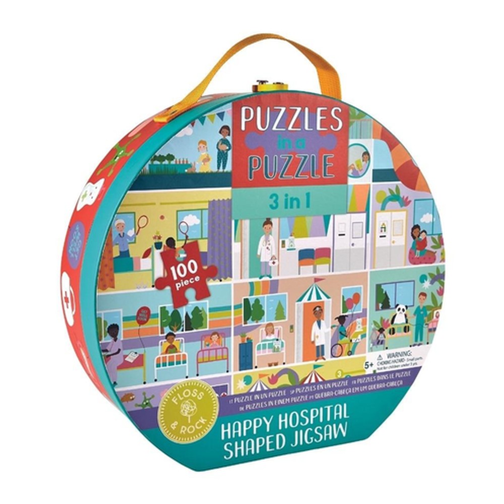 Puzzle Szczęśliwy Szpital Floss & Rock – 100 elementów z helikopterem i karetką