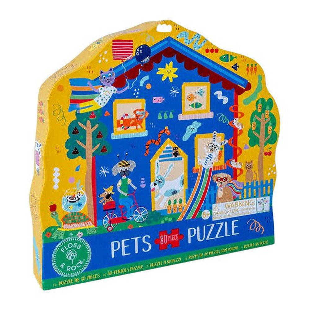 Puzzle w kształcie domku Zwierzaki Floss & Rock – 80 elementów