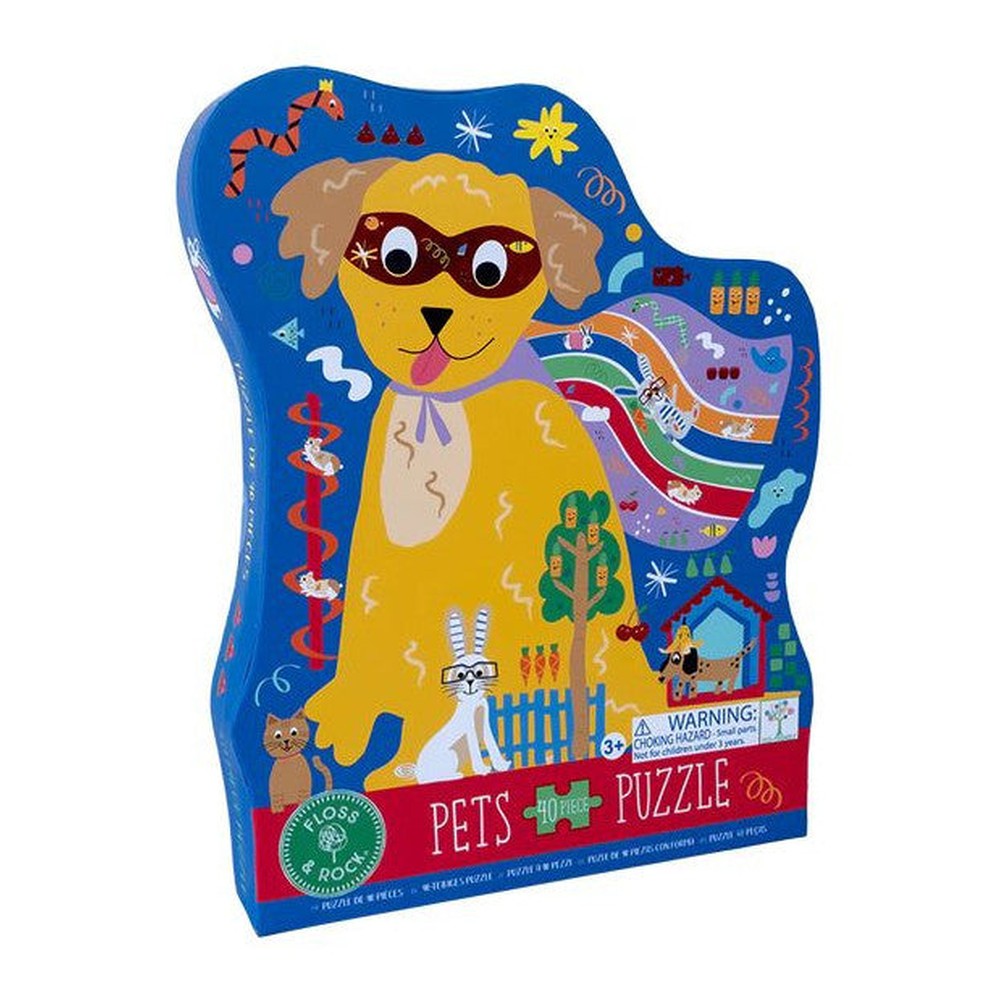 Puzzle Zwierzaki Floss & Rock – pies Supermen, 40 elementów