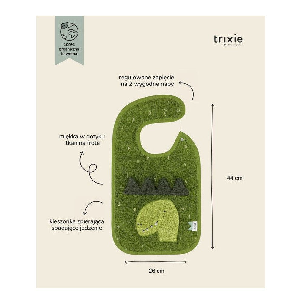 Śliniak Dinozaur Trixie – bawełna organiczna, 44 × 26 cm – zdjęcie 2