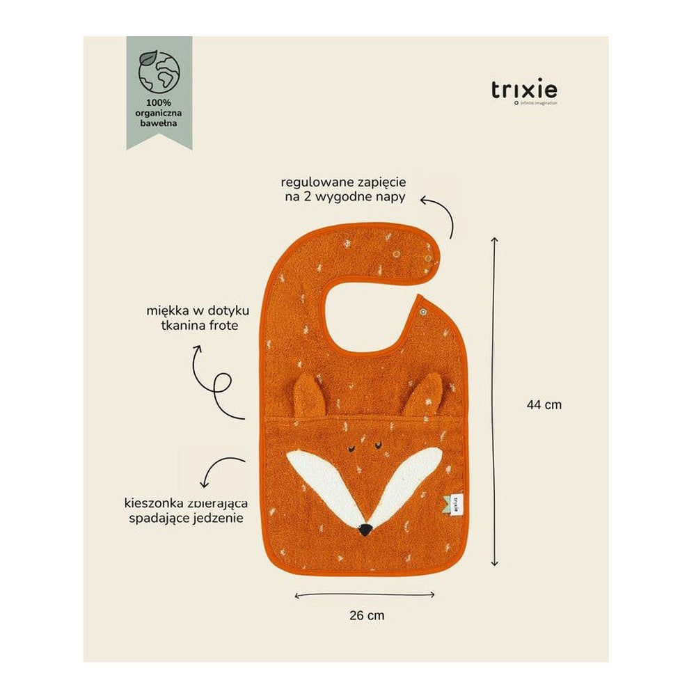 Śliniak Lis Trixie – bawełna organiczna, 44 × 26 cm – zdjęcie 2