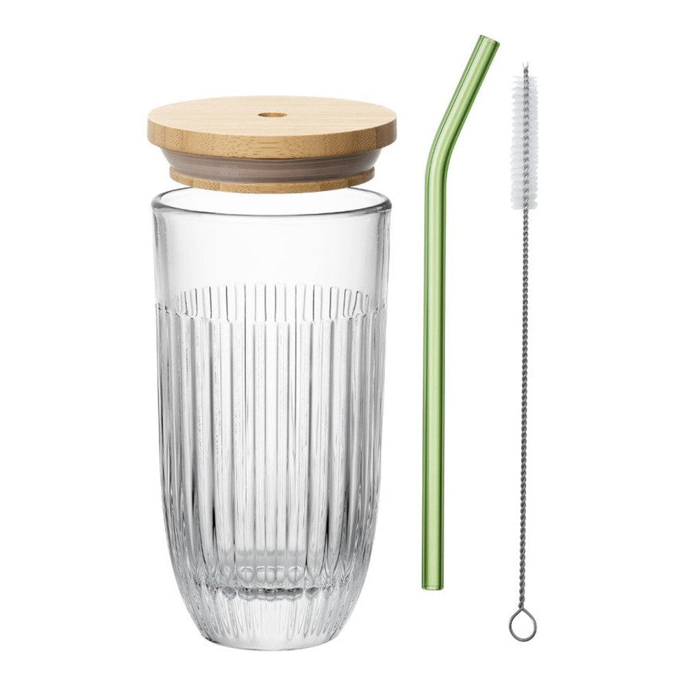 Szklanka ze szklaną słomką i pokrywką Ouessant La Rochère 400 ml – zdjęcie 2