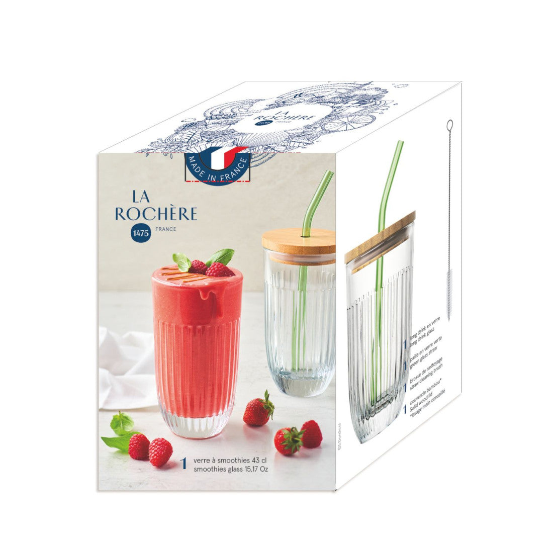 Szklanka ze szklaną słomką i pokrywką Ouessant La Rochère 400 ml – zdjęcie 5