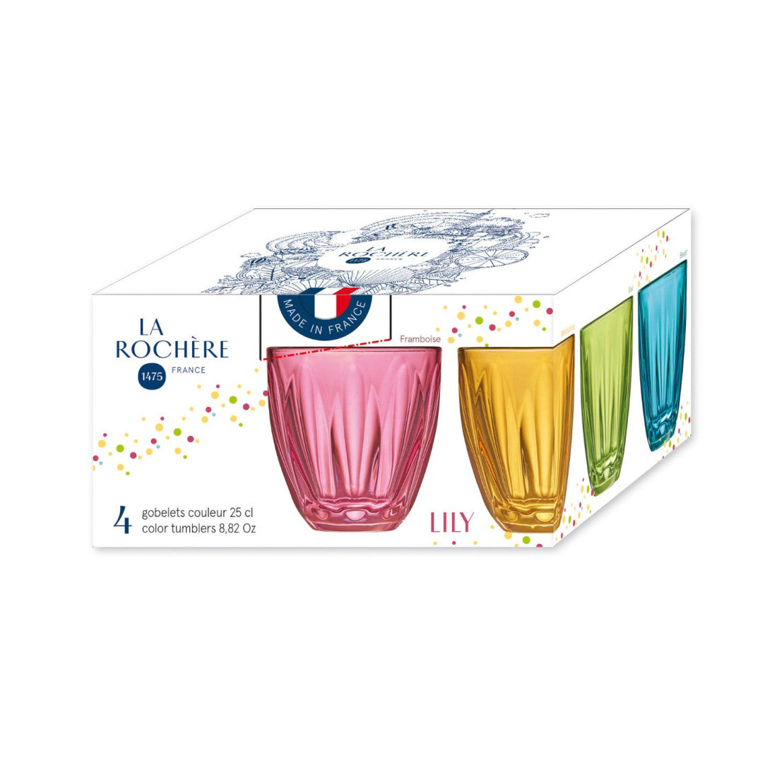 Szklanki kolorowe Lily La Rochère – 4 szt., 250 ml – zdjęcie 4
