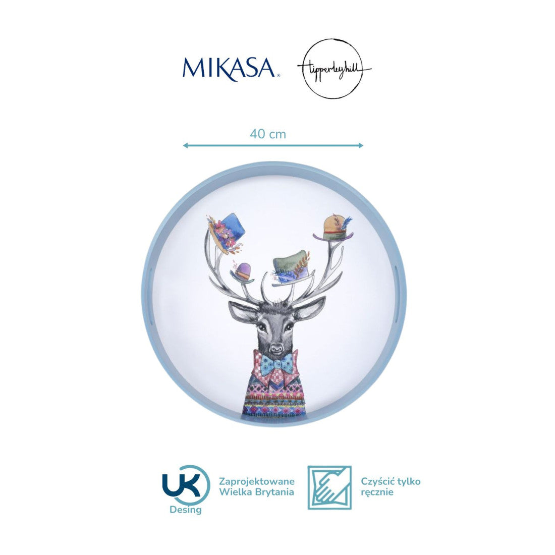 Taca okrągła do serwowania Tipperleyhill Mikasa – jelenie w kapeluszach, 40 cm – zdjęcie 8
