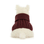 Maskotka Jellycat – Terier Kremowy w Swetrze 25 cm, zbliżenie na sweter w warkocze