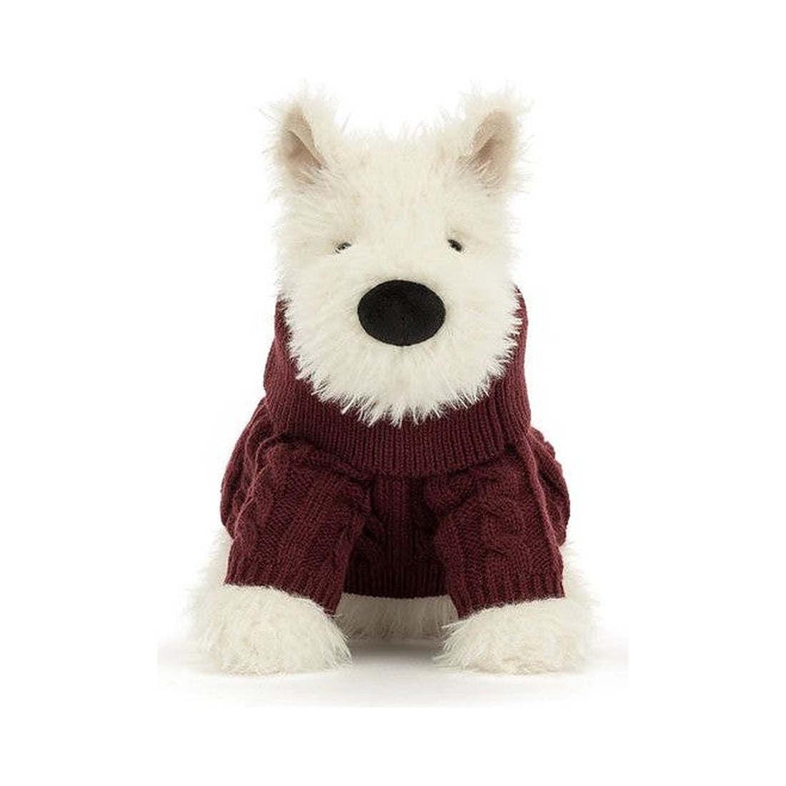 Maskotka Jellycat – Terier Kremowy w Swetrze 25 cm, widok z przodu