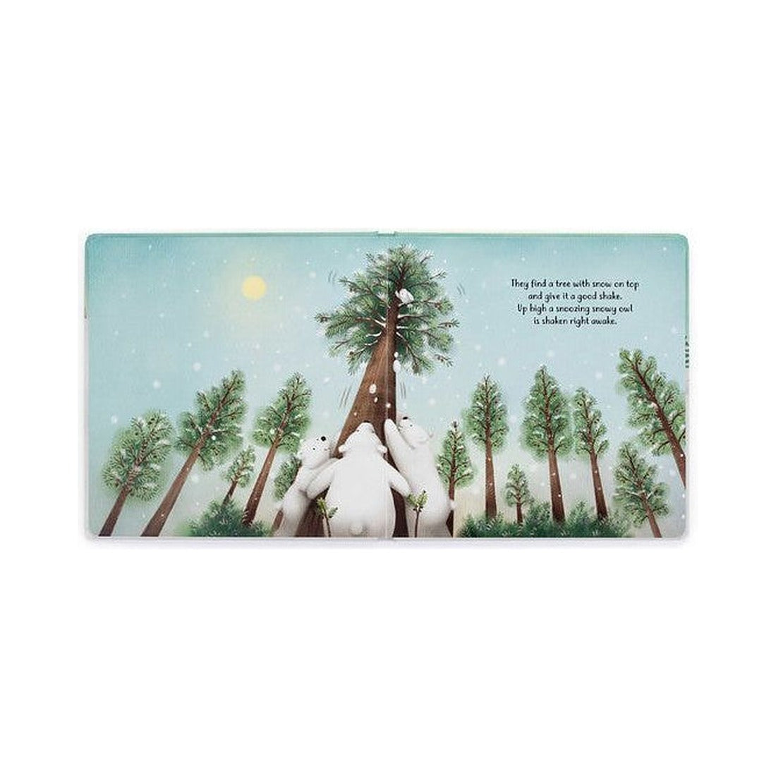 Książeczka Jellycat „The Playful Polar Bears” – rozkładówka z niedźwiedziami polarnymi potrząsającymi ośnieżonym drzewem