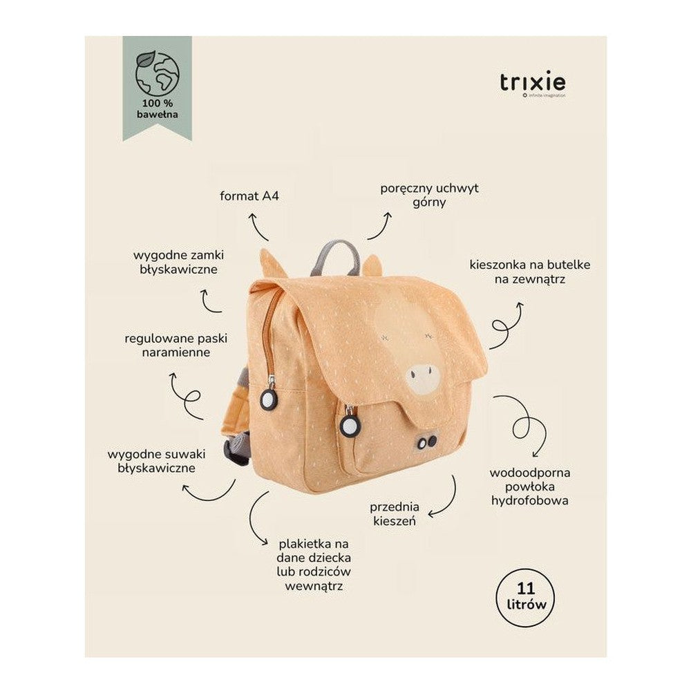 Tornister Żyrafa Trixie – bawełniany, 29 × 25 × 10 cm – zdjęcie 5