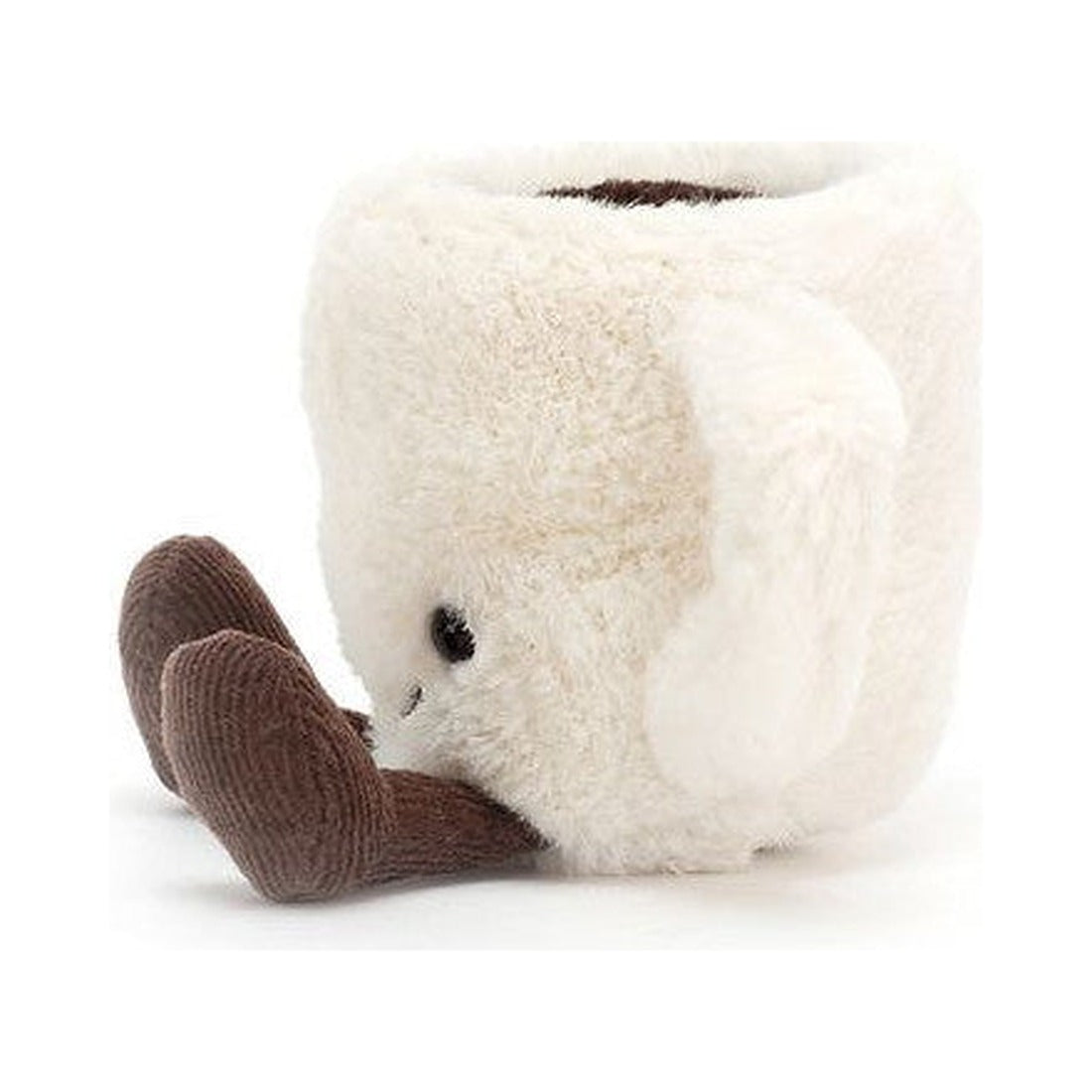 Pluszowa filiżanka espresso Jellycat z boku, z uszkiem