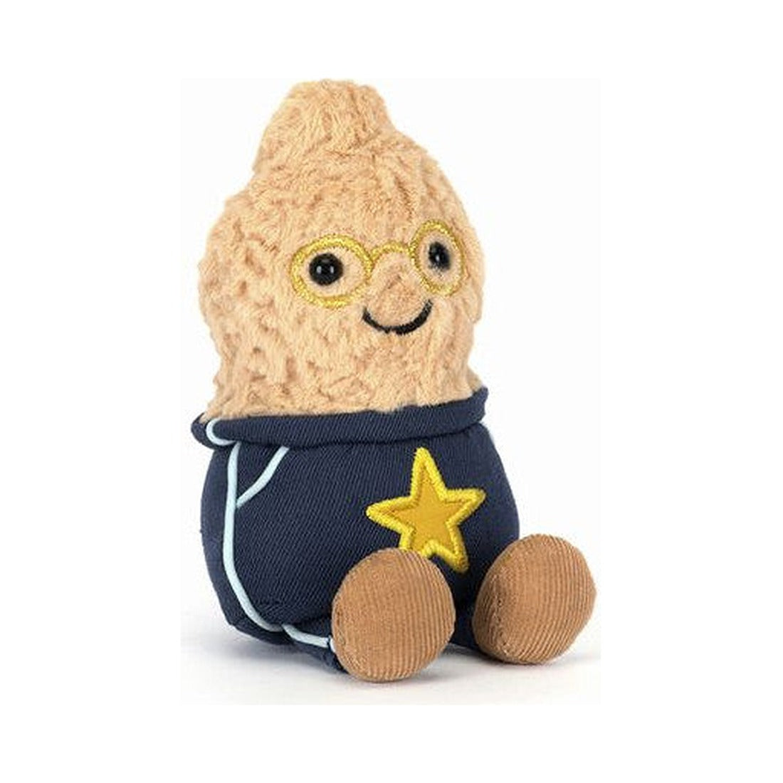 Maskotka Jellycat Fistaszek Student 15 cm – okulary, granatowy strój i żółta gwiazda