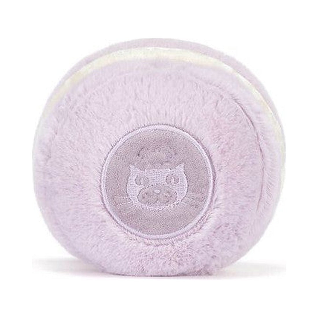 Maskotka Jellycat Amuseables – Makaronik Liliowy May 12 cm, widok z tyłu z logo Jellycat