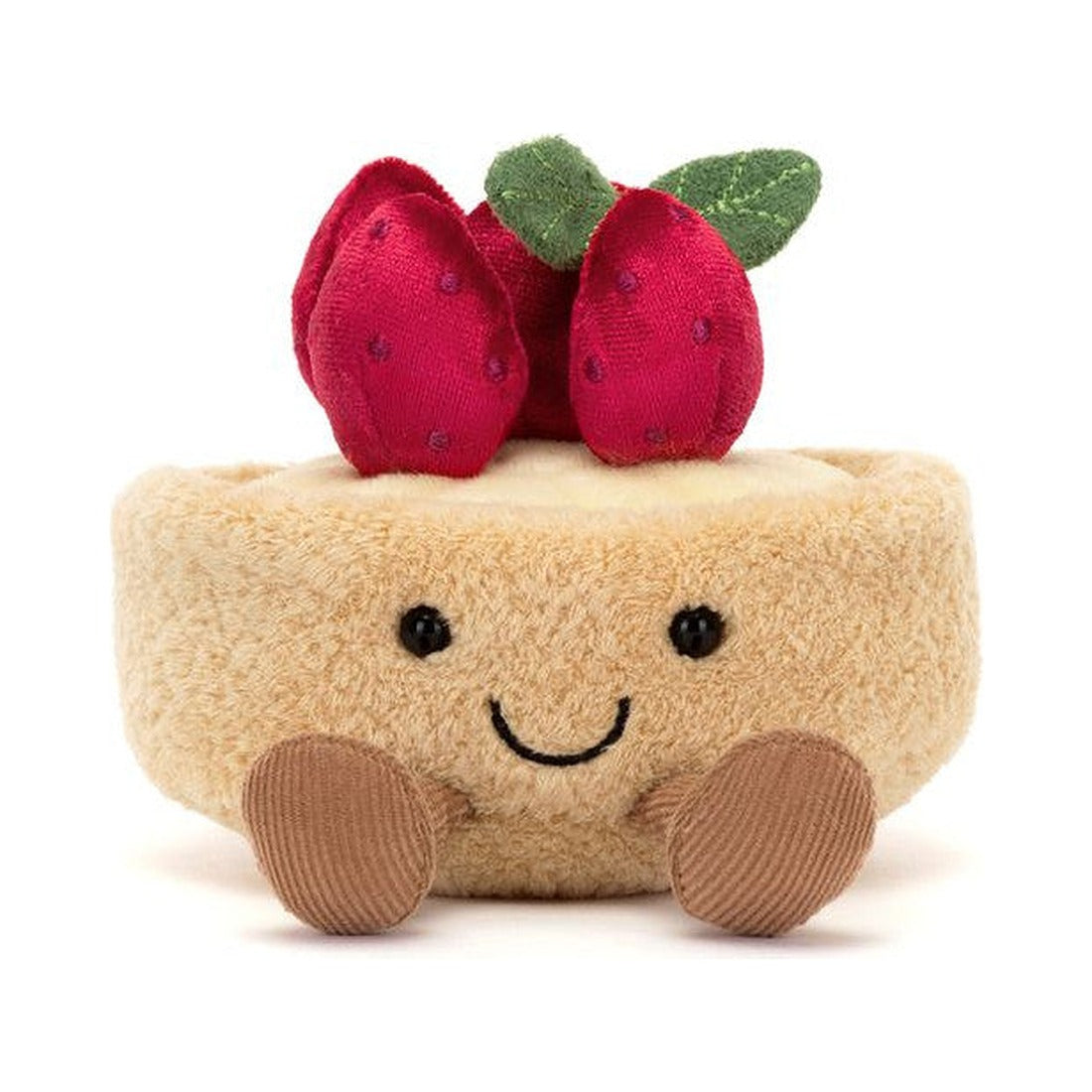 Tarta Truskawkowa Jellycat Amuseables z przodu, z uśmiechniętą buzią