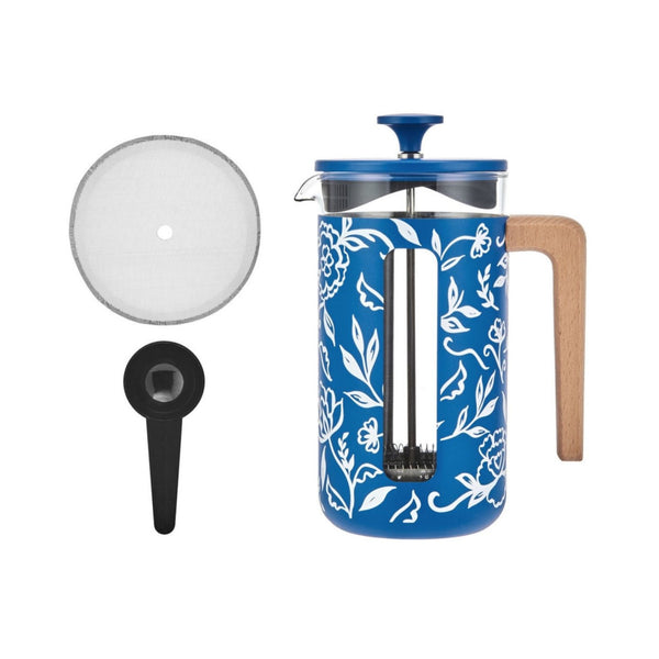 Zaparzacz do kawy French Press Pisa La Cafetière – Blu Fiorato, 8 filiżanek
