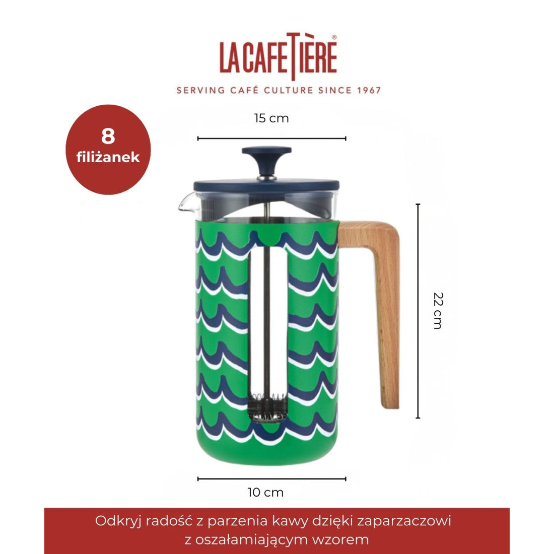 Zaparzacz do kawy French Press Pisa La Cafetière – Cyan Tides, 8 filiżanek – zdjęcie 6