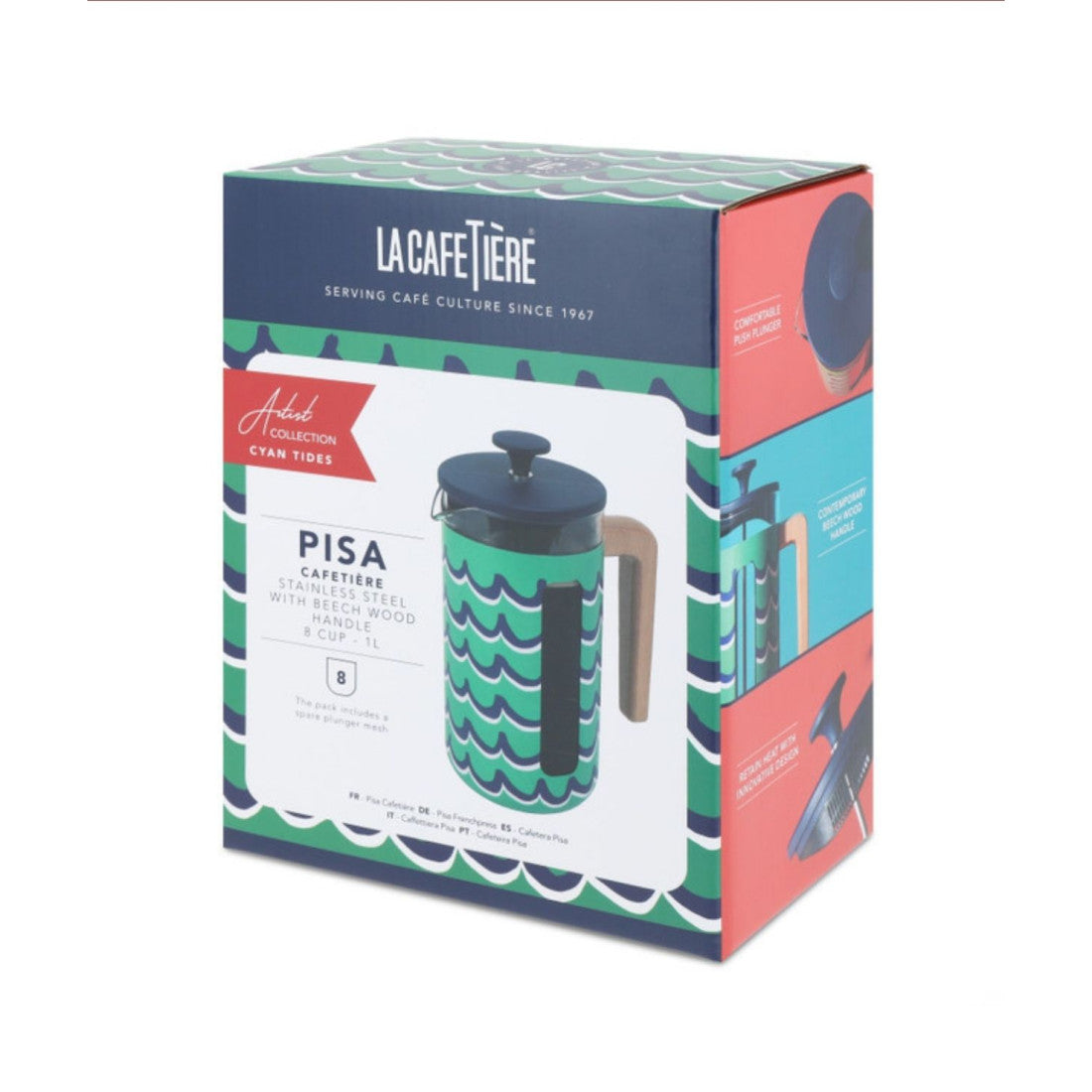 Zaparzacz do kawy French Press Pisa La Cafetière – Cyan Tides, 8 filiżanek – zdjęcie 7