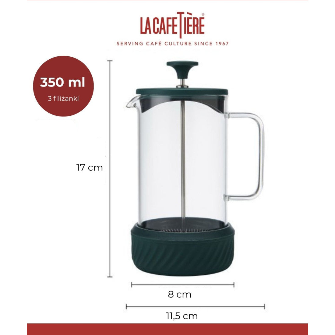 Zaparzacz do kawy French Press Zero La Cafetière – zielony 350 ml – zdjęcie 6