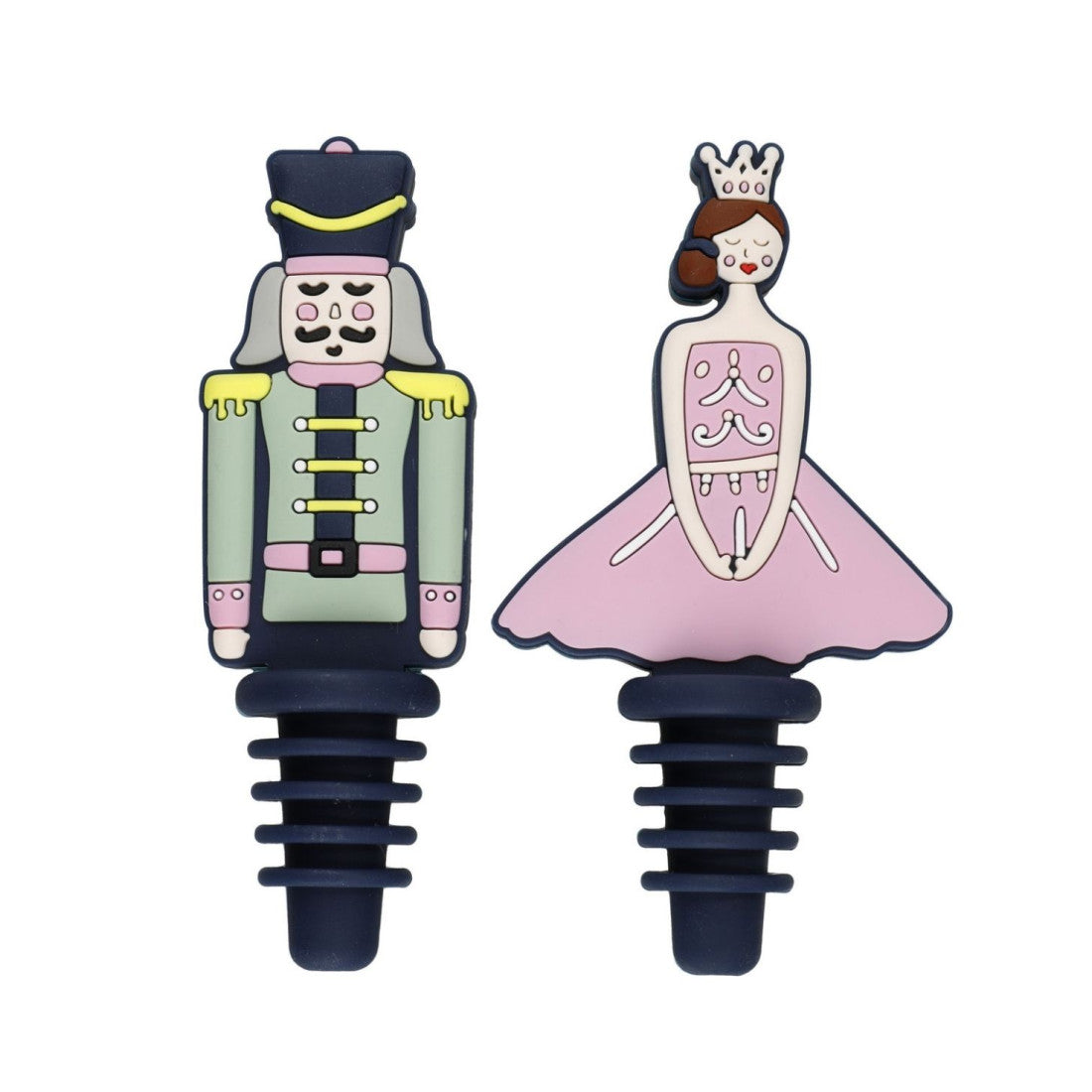 Zatyczki do butelek The Nutcracker Kitchen Craft – zielona i różowa, 2 szt.