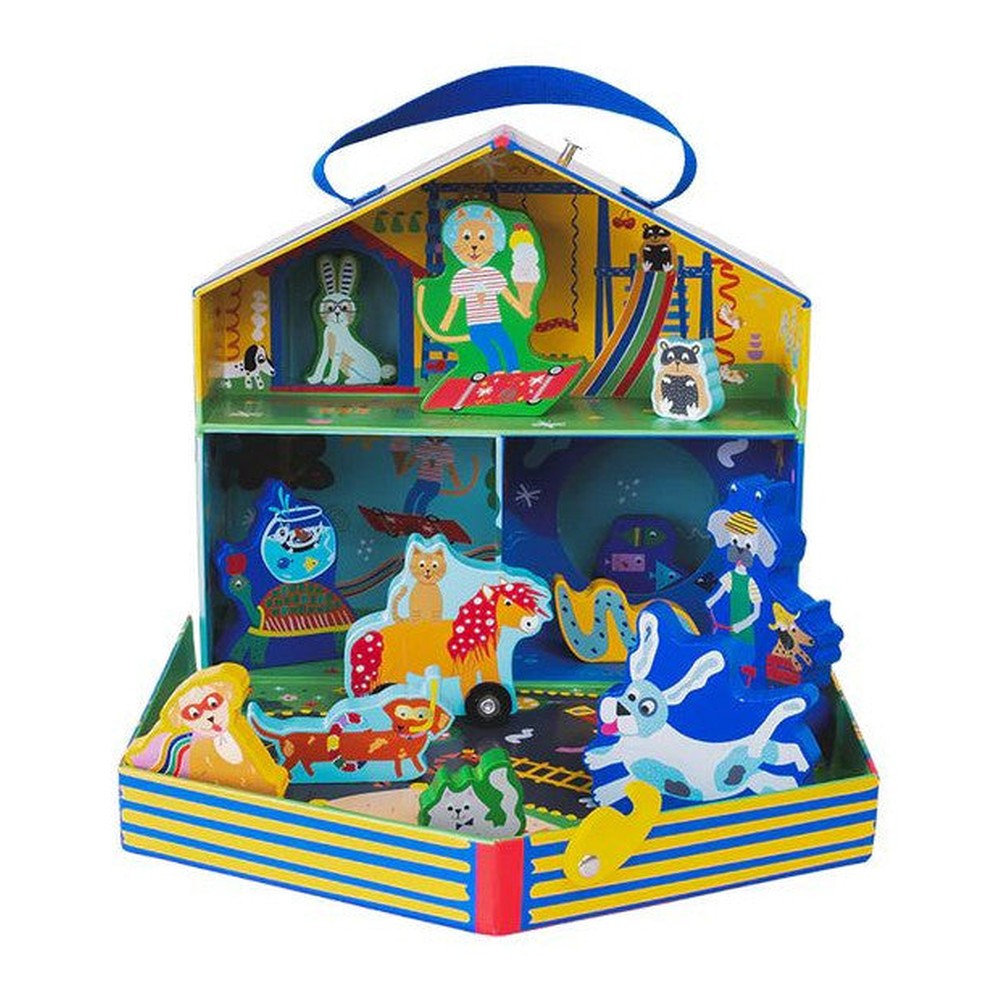 Zestaw drewnianych figurek Zwierzaki Floss & Rock – Wesoły Domek, 12 figurek
