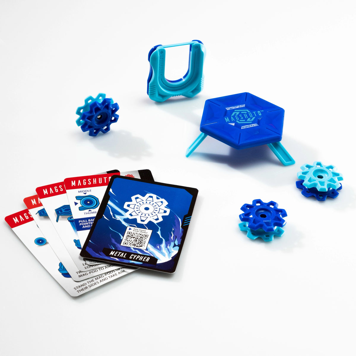 Zestaw startowy MagShuto Fat Brain Toy Co. – Metal Cypher, niebieski – zdjęcie 3